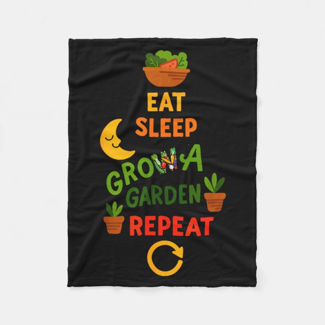 Funny Game Eat Sleep Grow A Garden Repeat Gamer De Fleece Blanket (Front)