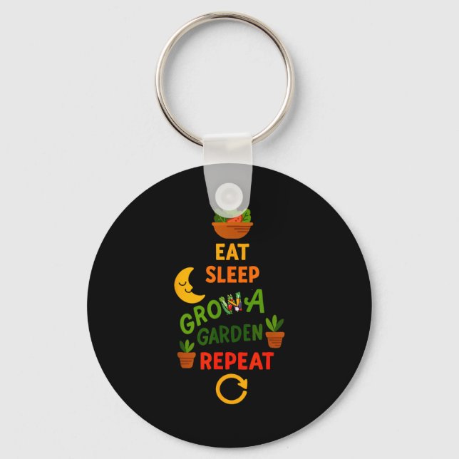 Funny Game Eat Sleep Grow A Garden Repeat Gamer De Keychain (Front)