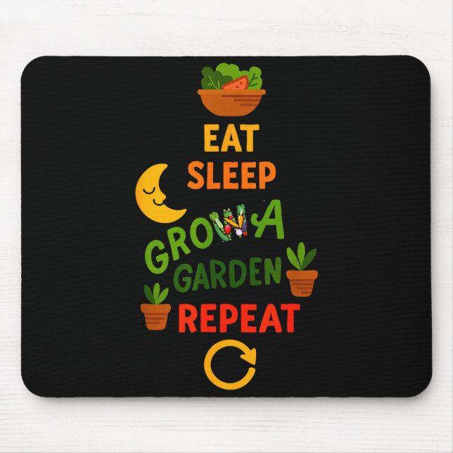 Funny Game Eat Sleep Grow A Garden Repeat Gamer De Mouse Pad (Front)