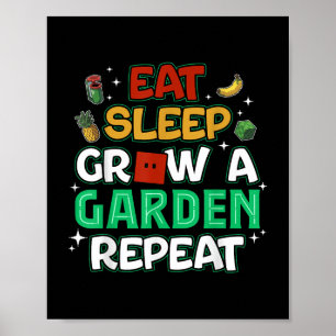 Funny Game Eat Sleep Grow A Garden Repeat Gamer De Poster