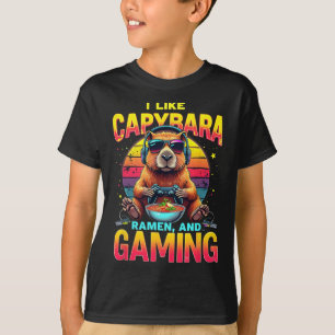 Funny Game Lovers I Like Capyra Ramen And Gaming C T-Shirt