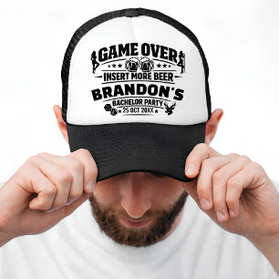 Funny Game Over Bachelor Party Groomsmen Keepsake Trucker Hat
