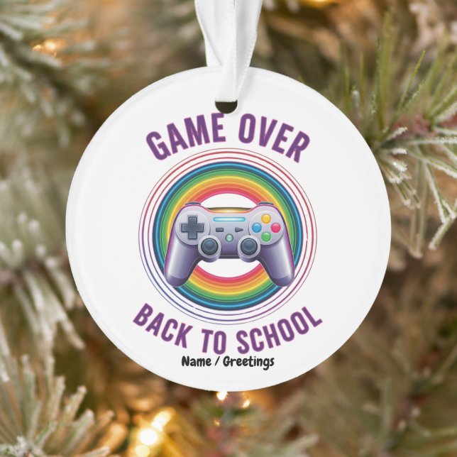 Funny Game Over Controller Teacher KIds Level Up Ornament (Tree)