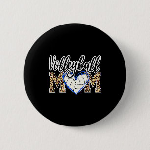 Funny Game Women Volleyball Leopard Ball Mom Mothe 2 Inch Round Button