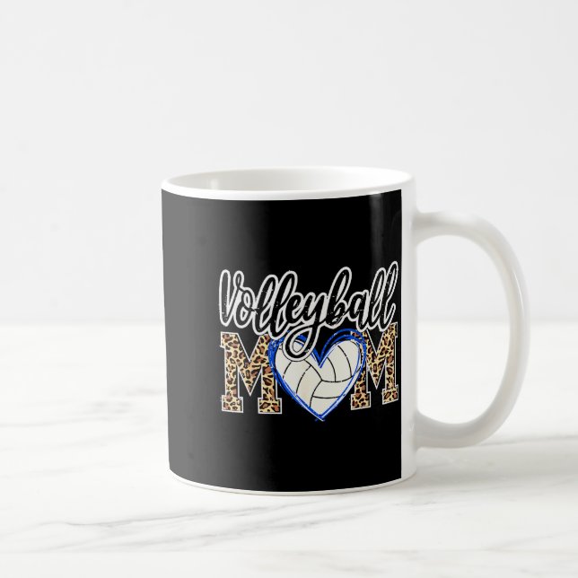 Funny Game Women Volleyball Leopard Ball Mom Mothe Coffee Mug (Right)