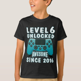 Funny Gamer 6th birthday Gift, Level 6th Unlocked T-Shirt