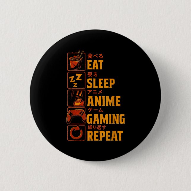 Funny Gamer Anime Graphic Tee Men Boys Teens Video 2 Inch Round Button (Front)
