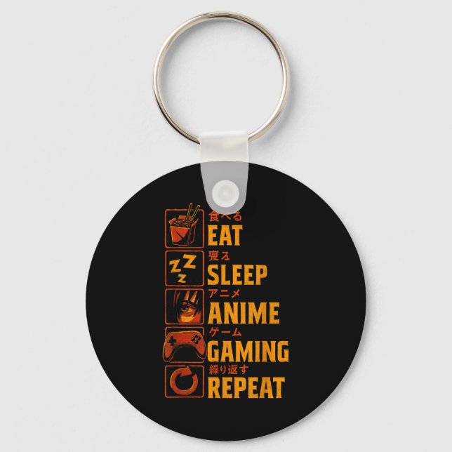 Funny Gamer Anime Graphic Tee Men Boys Teens Video Keychain (Front)
