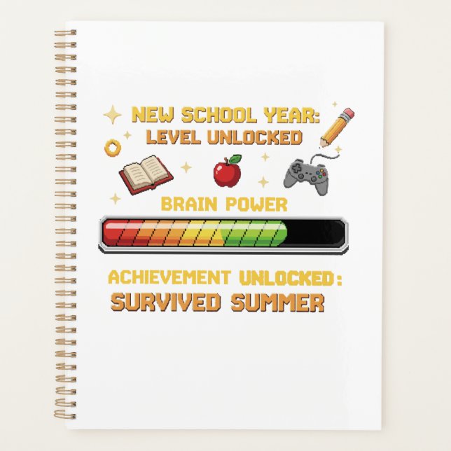 Funny Gamer Back to School | Level Unlocked Retro  Planner (Front)