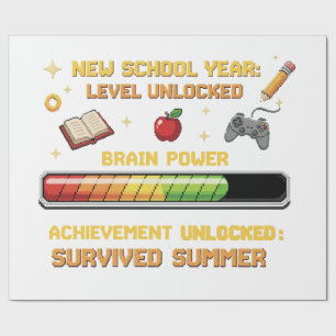Funny Gamer Back to School Level Unlocked Retro Wrapping Paper