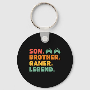 Funny Gamer Brother Son Gaming Player Legend Mens Keychain