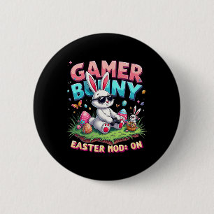 Funny Gamer Bunny Easter Mod On Funny Gaming Gift  2 Inch Round Button