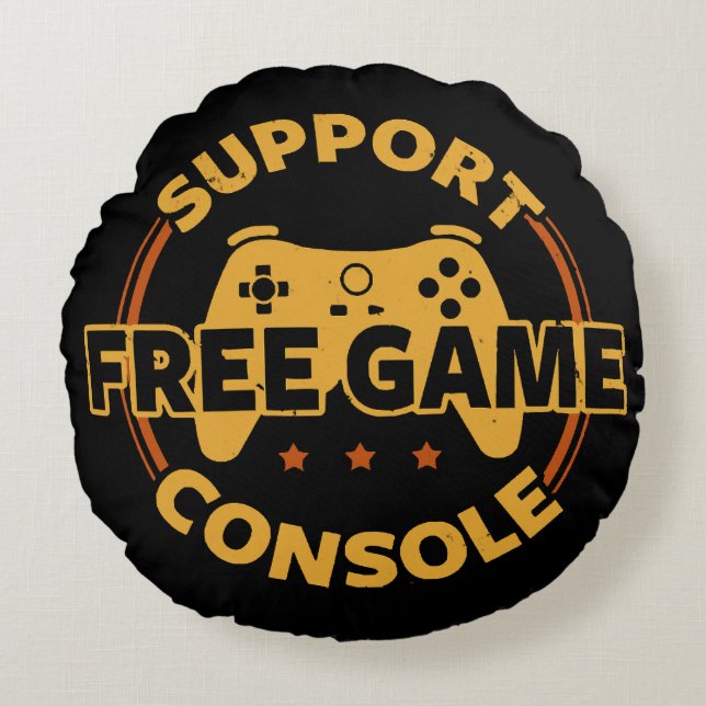 Funny Gamer Console Protest Gaming Round Pillow (Front)
