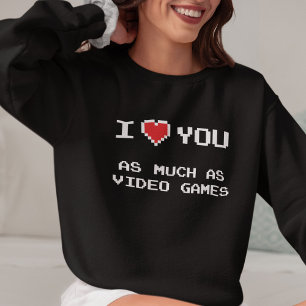 Funny Gamer Couple   Retro 8-bit Pixel Heart Sweatshirt