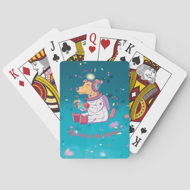 Funny gamer dog - Happy cute dog Playing Cards (Back)