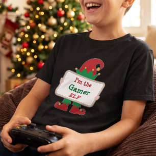 Funny Gamer Elf - Customizable Christmas Holiday T-Shirt