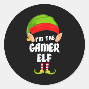 Funny Gamer Elf Matching Family Group Pj Christmas Classic Round Sticker