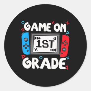 Funny Gamer Game On 1st Grade Ck To School Kids Bo Classic Round Sticker