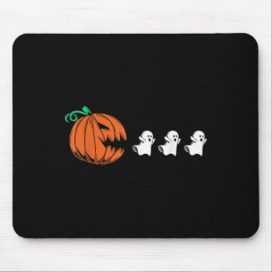 Funny Gamer Gaming Pumpkin Eating Ghost Halloween Mouse Pad