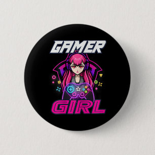 Funny Gamer Girl Video Game Women Gaming Lover Cut 2 Inch Round Button