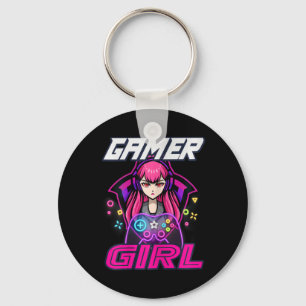 Funny Gamer Girl Video Game Women Gaming Lover Cut Keychain