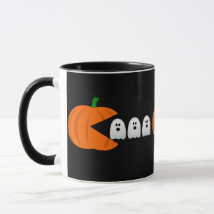 funny gamer halloween pumpkin ghosts retro mug