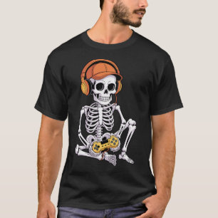 Funny Gamer Halloween Skeleton Video Games Gaming T-Shirt