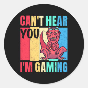 Funny Gamer Headset Gaming Can't Hear You I'm Gami Classic Round Sticker