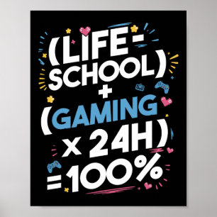 Funny Gamer Math For Teens – Gaming Life Formula 1 Poster