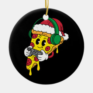 Funny Gamer Pizza Christmas Video Game Kids Men Ceramic Ornament