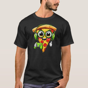 Funny Gamer Pizza Gaming Food Lovers Play Video  T-Shirt