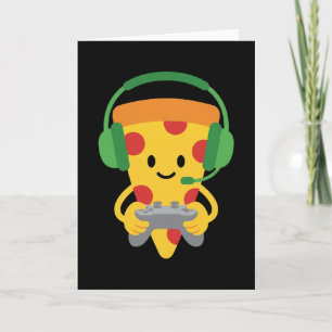 Funny Gamer Pizza Gaming Video Game Enthusiast Boy Card