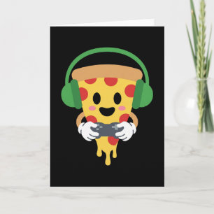 Funny Gamer Pizza Gaming Video Game Enthusiast Boy Card
