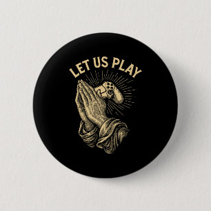 Funny Gamer Prayer Pun Video Game Controller Retro 2 Inch Round Button