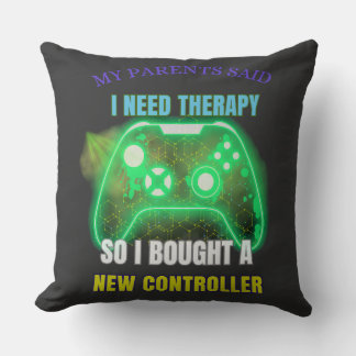 Funny Gamer Quote Controller Graphic Throw Pillow
