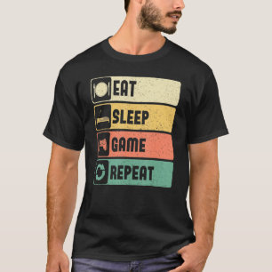 Funny Gamer Quote Eat Sleep Game Repeat, Cool Vint T-Shirt
