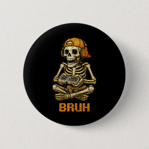 Funny Gamer Skeleton Gamer Teen Boys Video Gaming  2 Inch Round Button