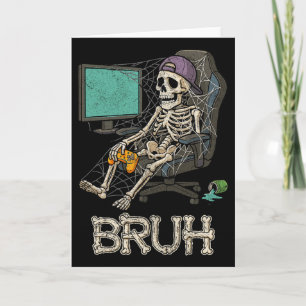 Funny Gamer Skeleton Gamer Teen Boys Video Gaming Card