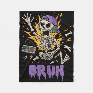 Funny Gamer Skeleton Gamer Teen Boys Video Gaming Fleece Blanket