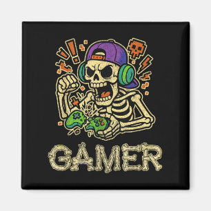 Funny Gamer Skeleton Gamer Teen Boys Video Gaming Magnet