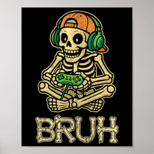 Funny Gamer Skeleton Gamer Teen Boys Video Gaming  Poster