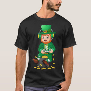 Funny Gamer St Patricks Day Video Game Kids Boys M T-Shirt