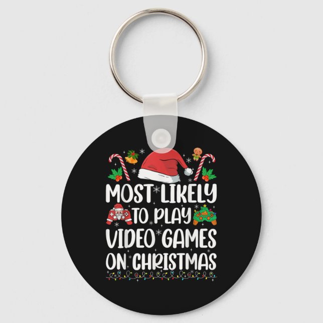 Funny Gamer Xmas Likely Play Video Games On Christ Keychain (Front)