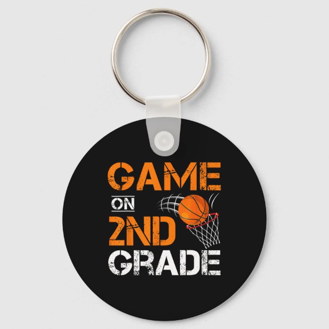 Funny Games On Second Grade Sketll First Day Of Sc Keychain (Front)