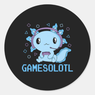 Funny Gamesolotl Anime Kawaii Gaming Axolotl Video Classic Round Sticker