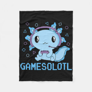 Funny Gamesolotl Anime Kawaii Gaming Axolotl Video Fleece Blanket