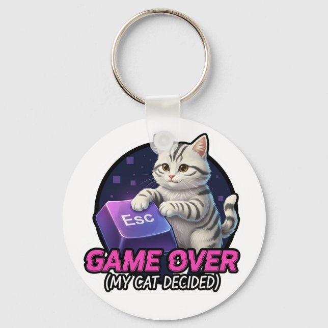 ​Funny Gaming Cat Gamer Gift - My Cat Decided Game Keychain (Front)