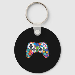 Funny Gaming Controller Polka Dot Video Gamers Dot Keychain