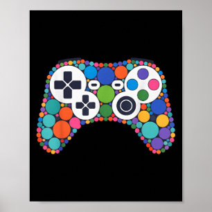 Funny Gaming Controller Polka Dot Video Gamers Dot Poster