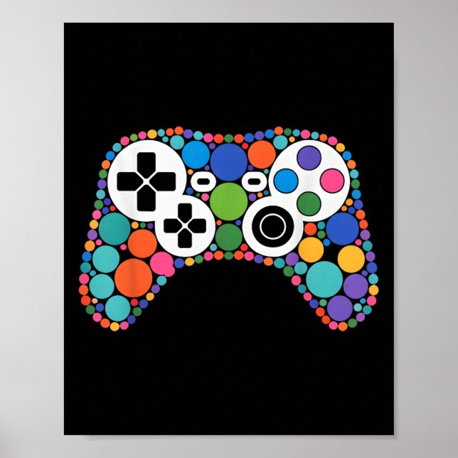 Funny Gaming Controller Polka Dot Video Gamers Dot Poster (Front)